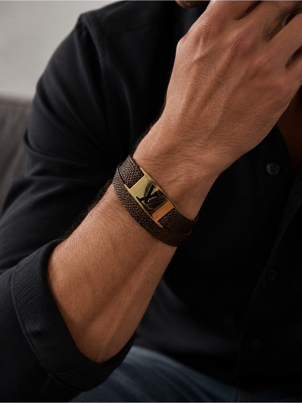 Louis Vuitton Brown Damier Sign It Double Wrap Bracelet